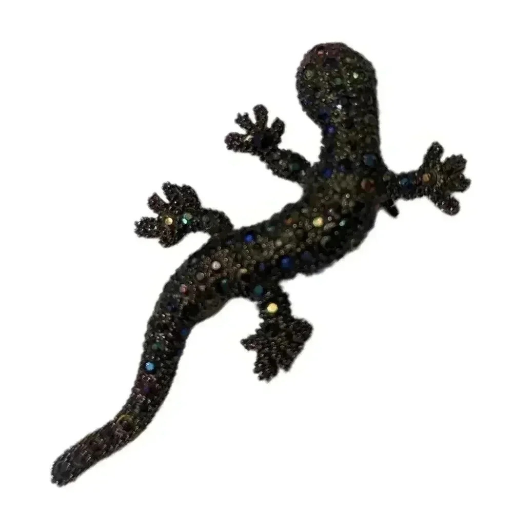 Vintage AB Pave Rhinestone Lizard Brooch Has a Star Hallmark on the back
